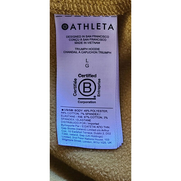 Athleta Triumph Hoodie Mustard Yellow Full Zip Sweatshirt Large - Picture 6 of 6